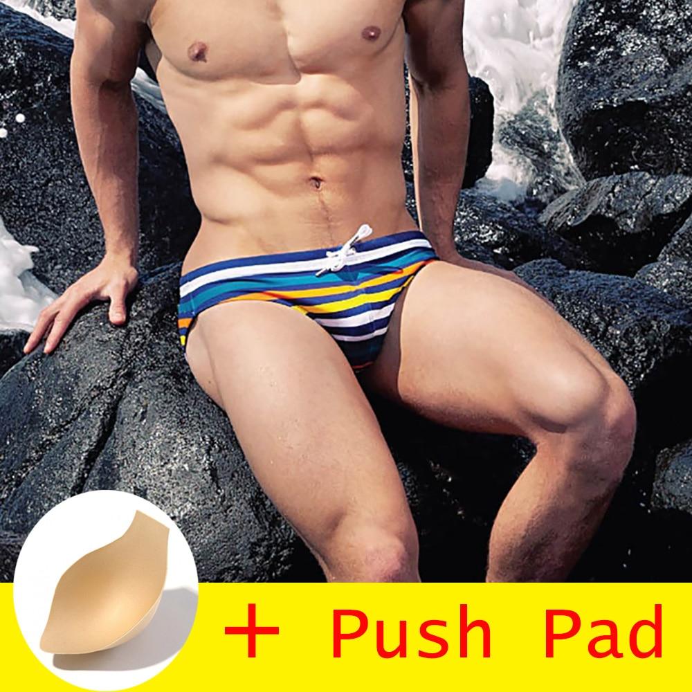 2018All Hot Swimwear Men Brief With Push Pad Sexy Swimsuit Men Waterproof Swimming Trunks For Bathing Shorts Avoid Embarrassment