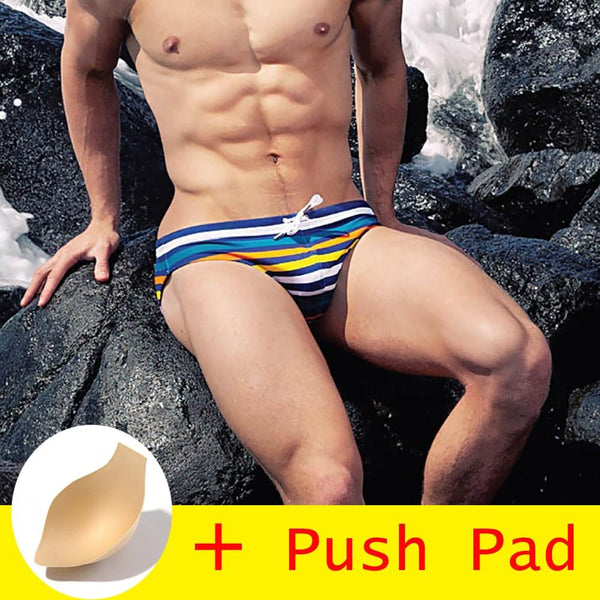 2018All Hot Swimwear Men Brief With Push Pad Sexy Swimsuit Men Waterproof Swimming Trunks For Bathing Shorts Avoid Embarrassment