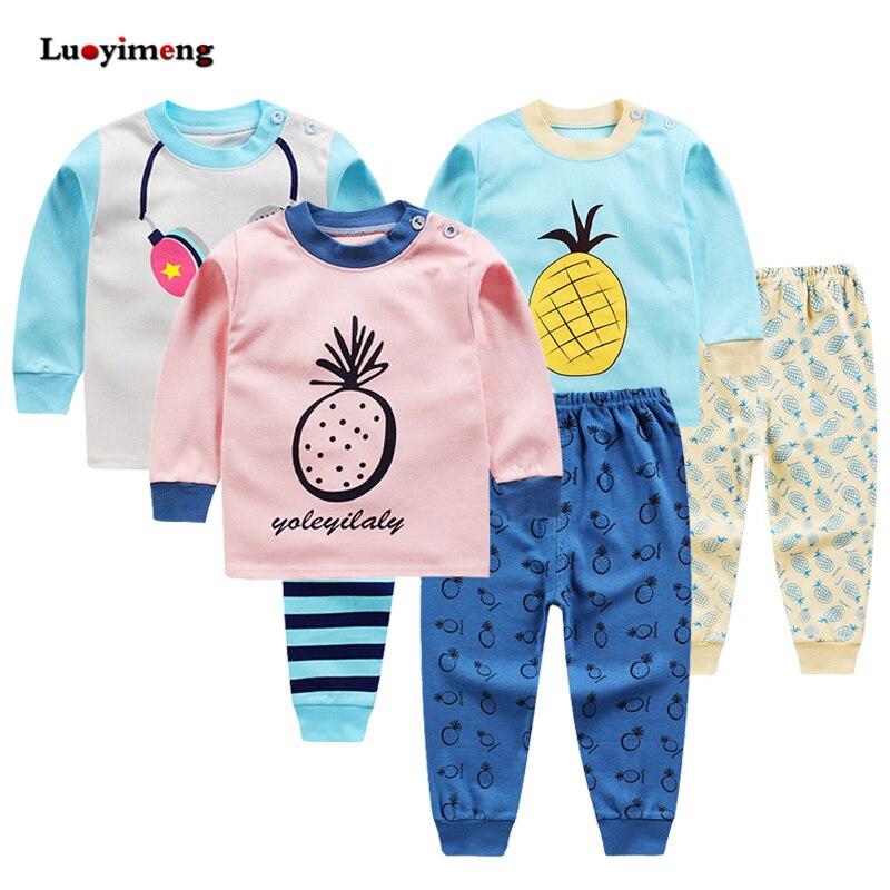 Kids Sleepwear Long Sleeve Pajama Sets Autumn Winter Baby Girls Clothes Set Cartoon 2piece Baby Clothing Cotton Pajamas For Boys