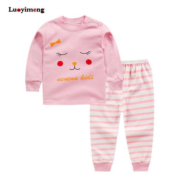 Kids Sleepwear Long Sleeve Pajama Sets Autumn Winter Baby Girls Clothes Set Cartoon 2piece Baby Clothing Cotton Pajamas For Boys