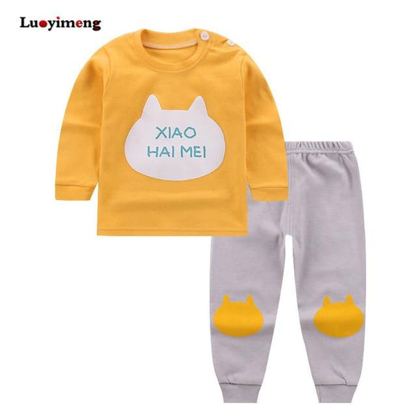 Spring Autumn 2piece Pajamas For Girls Cotton Baby Long-sleeves Children Clothes Sets Cartoon Sleepwear Kids Boys Girl Pyjamas