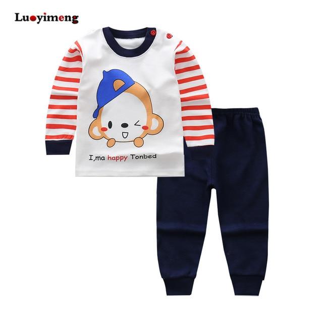 Spring Autumn 2piece Pajamas For Girls Cotton Baby Long-sleeves Children Clothes Sets Cartoon Sleepwear Kids Boys Girl Pyjamas
