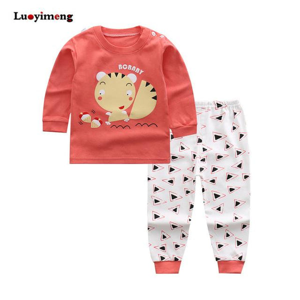 Spring Autumn 2piece Pajamas For Girls Cotton Baby Long-sleeves Children Clothes Sets Cartoon Sleepwear Kids Boys Girl Pyjamas