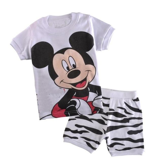 2018 Boy Pajamas Kids Summer Clothing Children Underwear Cartoon Letter T-shirts+Shorts Boys Girls Sleepwear Baby Pyjamas Sets