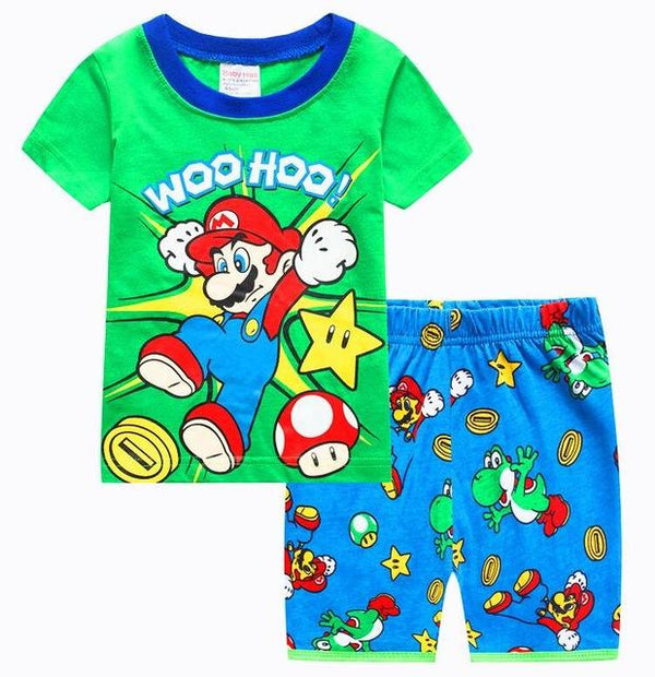 2018 Boy Pajamas Kids Summer Clothing Children Underwear Cartoon Letter T-shirts+Shorts Boys Girls Sleepwear Baby Pyjamas Sets