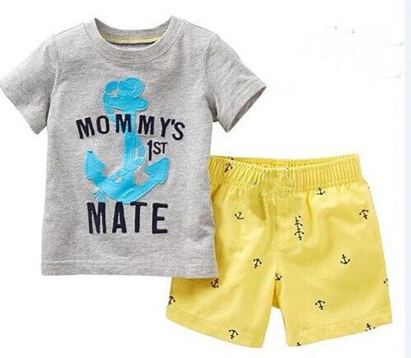 2018 Boy Pajamas Kids Summer Clothing Children Underwear Cartoon Letter T-shirts+Shorts Boys Girls Sleepwear Baby Pyjamas Sets