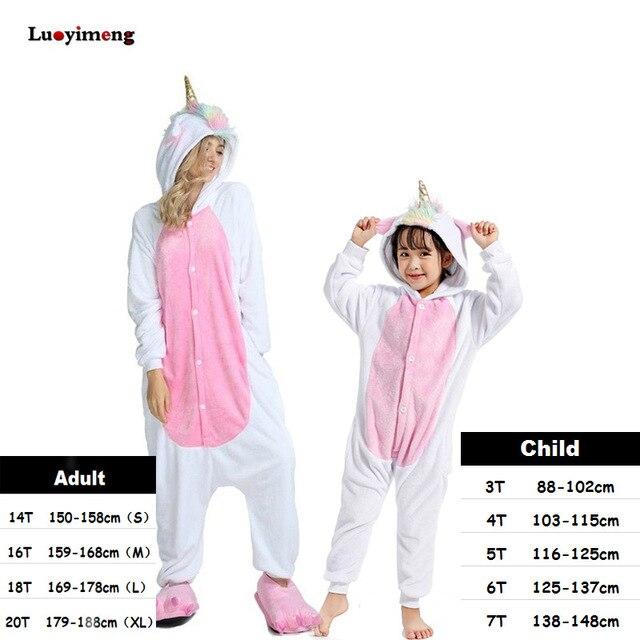 Kids Unicorn Pijama Adult Winter Pyjama Sleepwear For Women Boys Cartoon Homewear Onesie Kigurumi Pajamas Set Baby Girls Clothes
