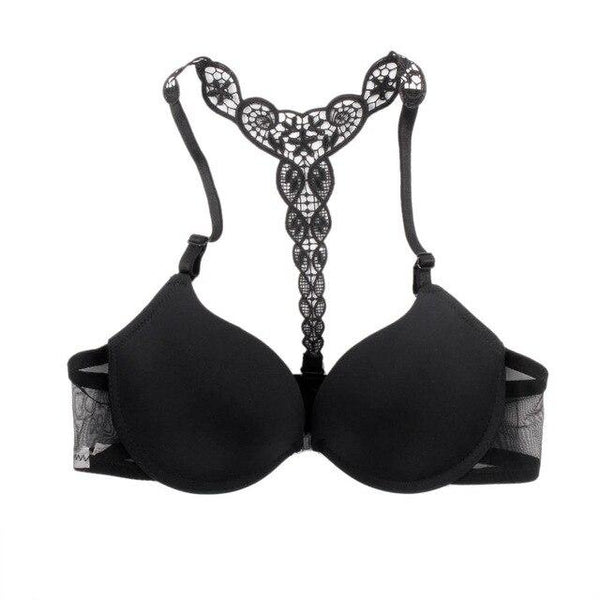 Women Bra Front Closure Sexy Lace Y line Smooth Surface Push Up Underwear Lingerie Sujetador