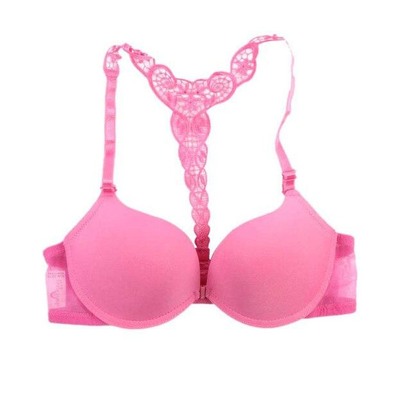Women Bra Front Closure Sexy Lace Y line Smooth Surface Push Up Underwear Lingerie Sujetador