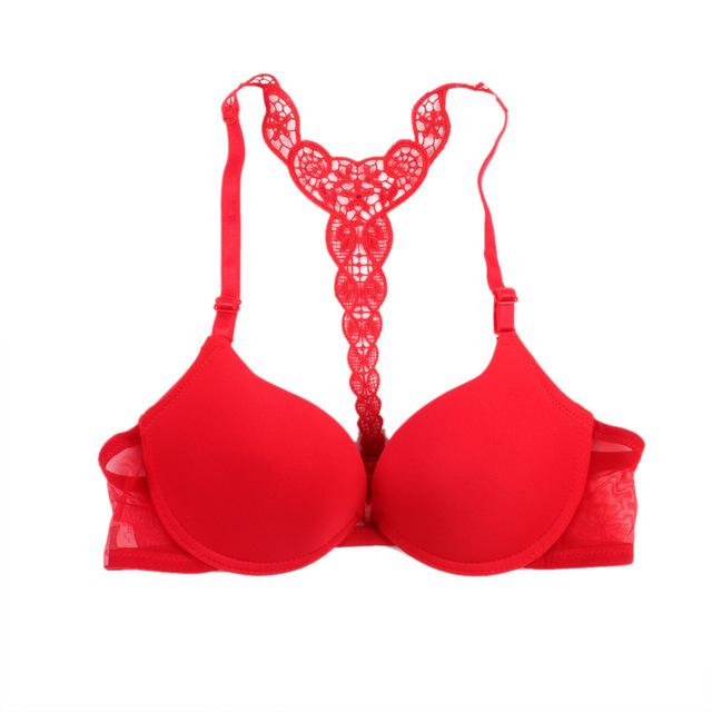 Women Bra Front Closure Sexy Lace Y line Smooth Surface Push Up Underwear Lingerie Sujetador