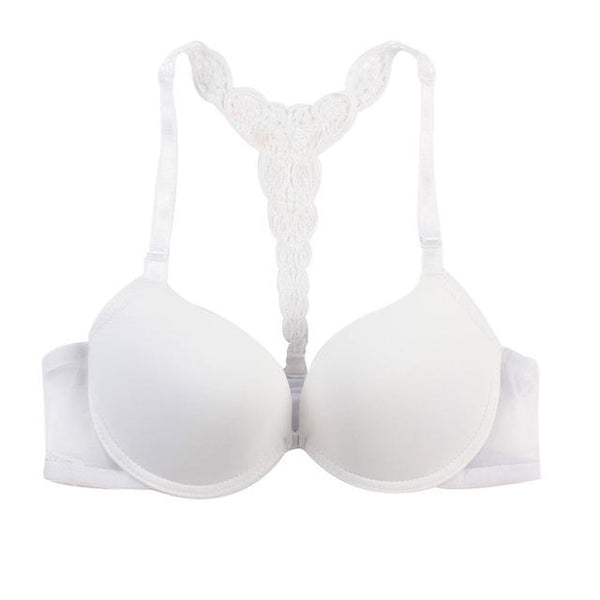 Women Bra Front Closure Sexy Lace Y line Smooth Surface Push Up Underwear Lingerie Sujetador