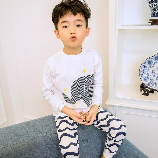 Baby Boys Pajamas Suit Girls Sleepwear Sleep Suits Kids T-shirts Pants Children Pyjama 100% Cotton Tops Trousers Homewear Pijama