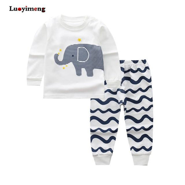 Baby Boys Pajamas Suit Girls Sleepwear Sleep Suits Kids T-shirts Pants Children Pyjama 100% Cotton Tops Trousers Homewear Pijama