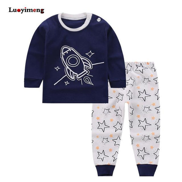 Baby Boys Pajamas Suit Girls Sleepwear Sleep Suits Kids T-shirts Pants Children Pyjama 100% Cotton Tops Trousers Homewear Pijama