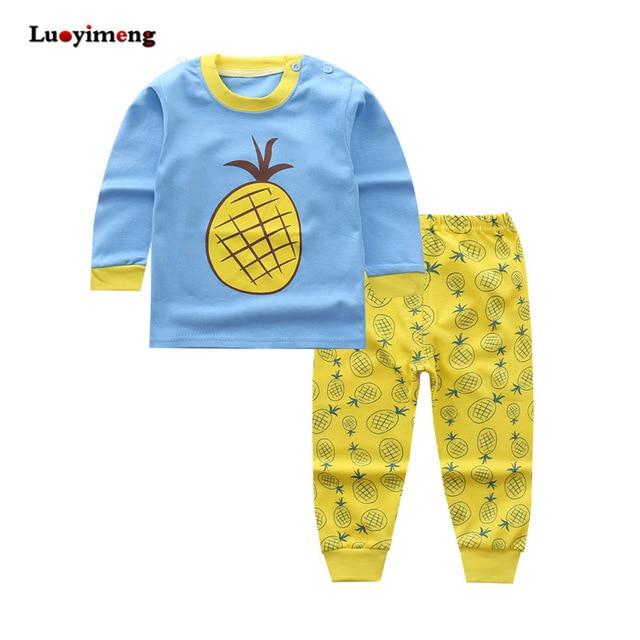 Baby Boys Pajamas Suit Girls Sleepwear Sleep Suits Kids T-shirts Pants Children Pyjama 100% Cotton Tops Trousers Homewear Pijama