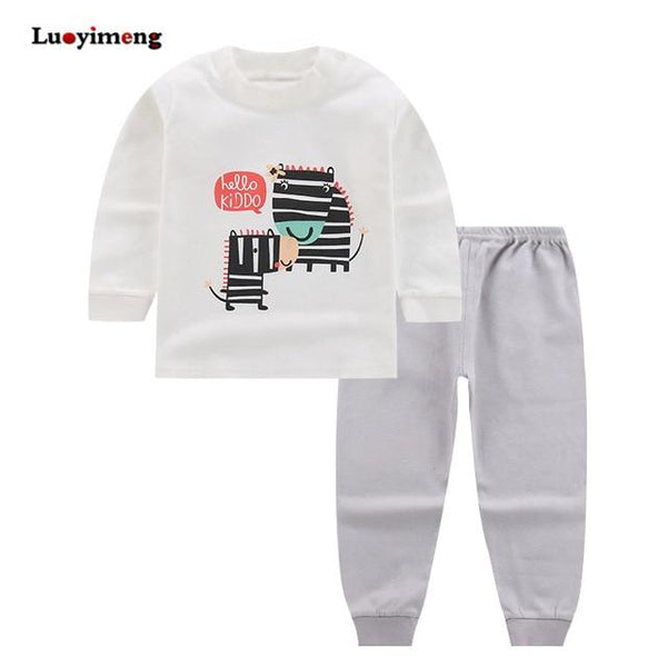 Baby Boys Pajamas Suit Girls Sleepwear Sleep Suits Kids T-shirts Pants Children Pyjama 100% Cotton Tops Trousers Homewear Pijama