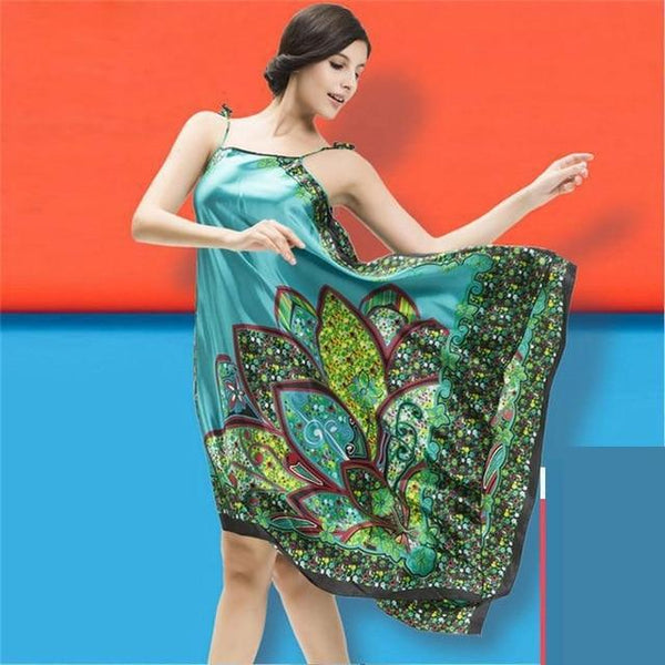 Hot Sale Female Rayon Spaghetti Strap Nightgowns Summer Sexy Print Nightdress Nightwear Women Sleepwear Nighties One Size JA20