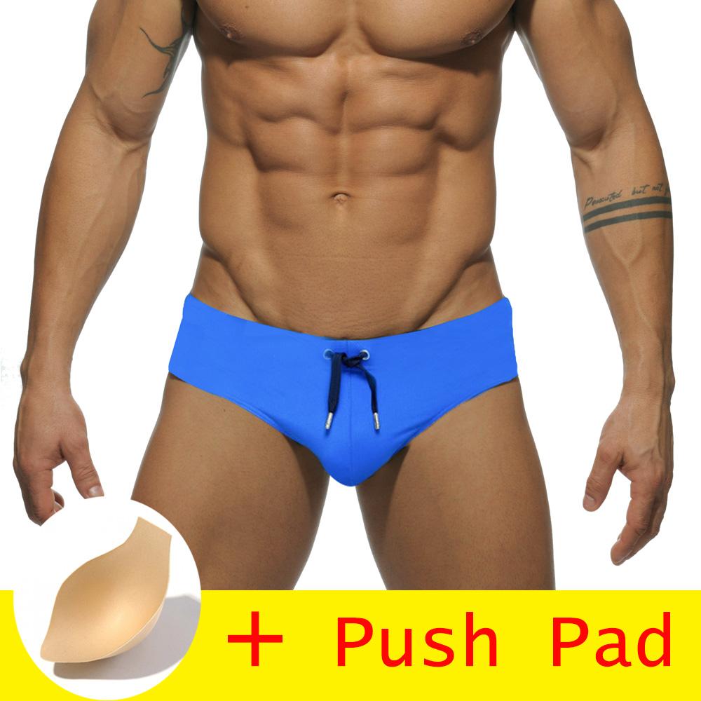 17 Styles Hot Sell Swimwear Men Brief With Pad Low Waist Sexy Swimsuit Waterproof Swimming Trunks Men Swim Shorts Sunga 2018 New