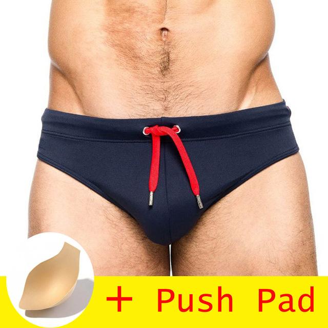 17 Styles Hot Sell Swimwear Men Brief With Pad Low Waist Sexy Swimsuit Waterproof Swimming Trunks Men Swim Shorts Sunga 2018 New