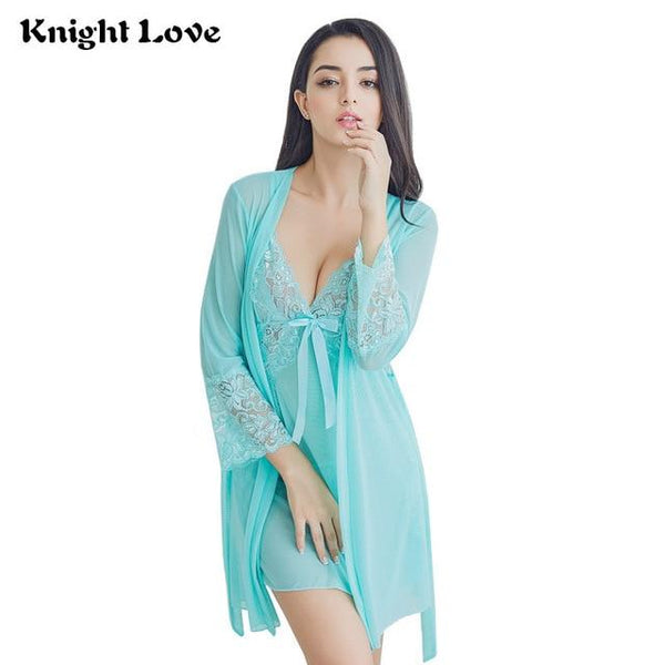 Sexy Women Night Dress V-neck Lace Lingerie Sleepwear Ladies Nightgown Solid Nightwear Female Nightdress Home Sleepshirt Nighty