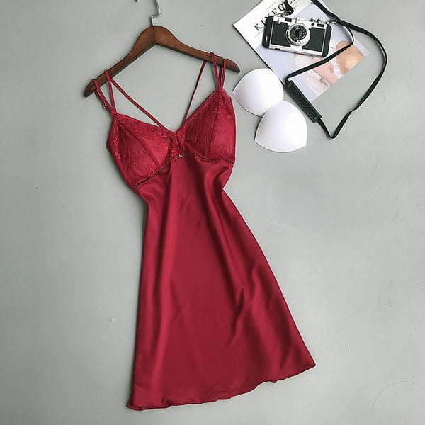 Sexy Lace Women Nightgown Ladies Lingerie Dress Sleepwear Nightwear Satin Night Dress Night Skirt Nighties for Women Sleepshirts