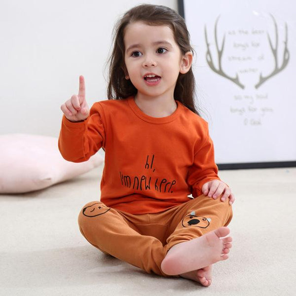 2018 New Cotton Children's Pajamas Sets Keep Warm Baby Girls Boys Clothes Cartoon Kids Sleepwear Long Sleeve Tops+Pants 2Pcs
