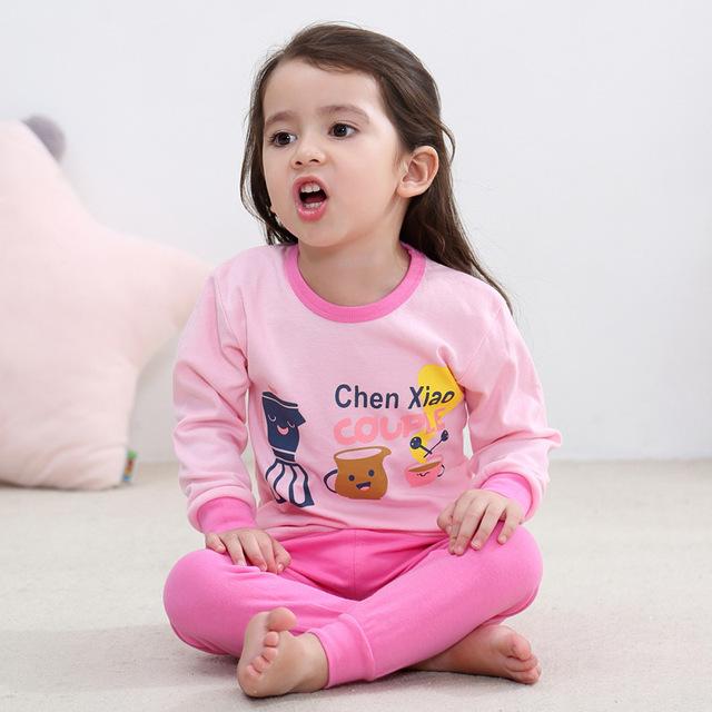 2018 New Cotton Children's Pajamas Sets Keep Warm Baby Girls Boys Clothes Cartoon Kids Sleepwear Long Sleeve Tops+Pants 2Pcs