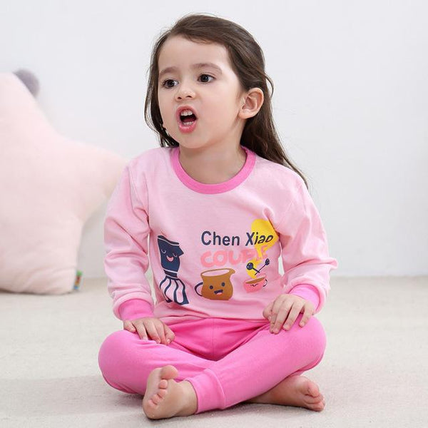 2018 New Cotton Children's Pajamas Sets Keep Warm Baby Girls Boys Clothes Cartoon Kids Sleepwear Long Sleeve Tops+Pants 2Pcs