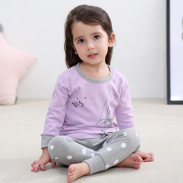 2018 New Cotton Children's Pajamas Sets Keep Warm Baby Girls Boys Clothes Cartoon Kids Sleepwear Long Sleeve Tops+Pants 2Pcs