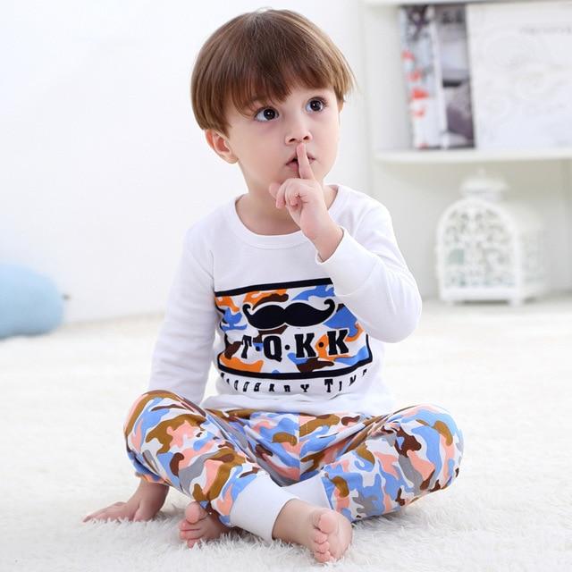 2018 New Cotton Children's Pajamas Sets Keep Warm Baby Girls Boys Clothes Cartoon Kids Sleepwear Long Sleeve Tops+Pants 2Pcs