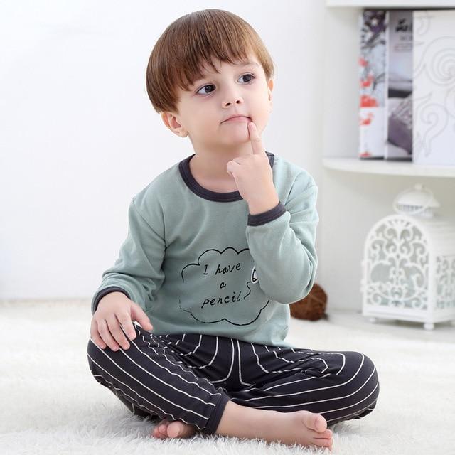 2018 New Cotton Children's Pajamas Sets Keep Warm Baby Girls Boys Clothes Cartoon Kids Sleepwear Long Sleeve Tops+Pants 2Pcs