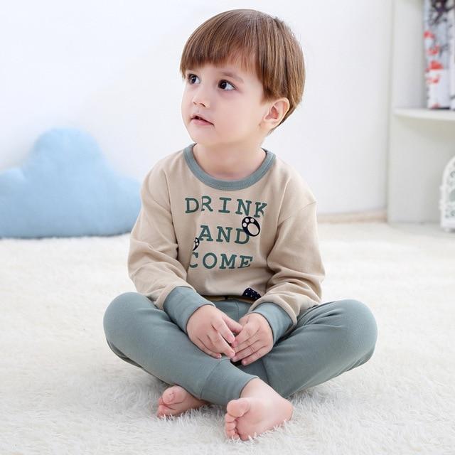 2018 New Cotton Children's Pajamas Sets Keep Warm Baby Girls Boys Clothes Cartoon Kids Sleepwear Long Sleeve Tops+Pants 2Pcs
