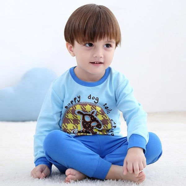 2018 New Cotton Children's Pajamas Sets Keep Warm Baby Girls Boys Clothes Cartoon Kids Sleepwear Long Sleeve Tops+Pants 2Pcs