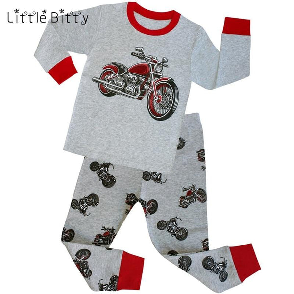 100 Cotton Long Sleeve Motorcycle Boys Pajamas Children Cartoon Pajama Sets Baby Sleepwear Pyjamas Kids for 1-8 Years Nightwear