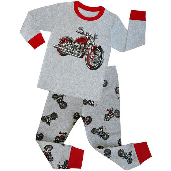 100 Cotton Long Sleeve Motorcycle Boys Pajamas Children Cartoon Pajama Sets Baby Sleepwear Pyjamas Kids for 1-8 Years Nightwear