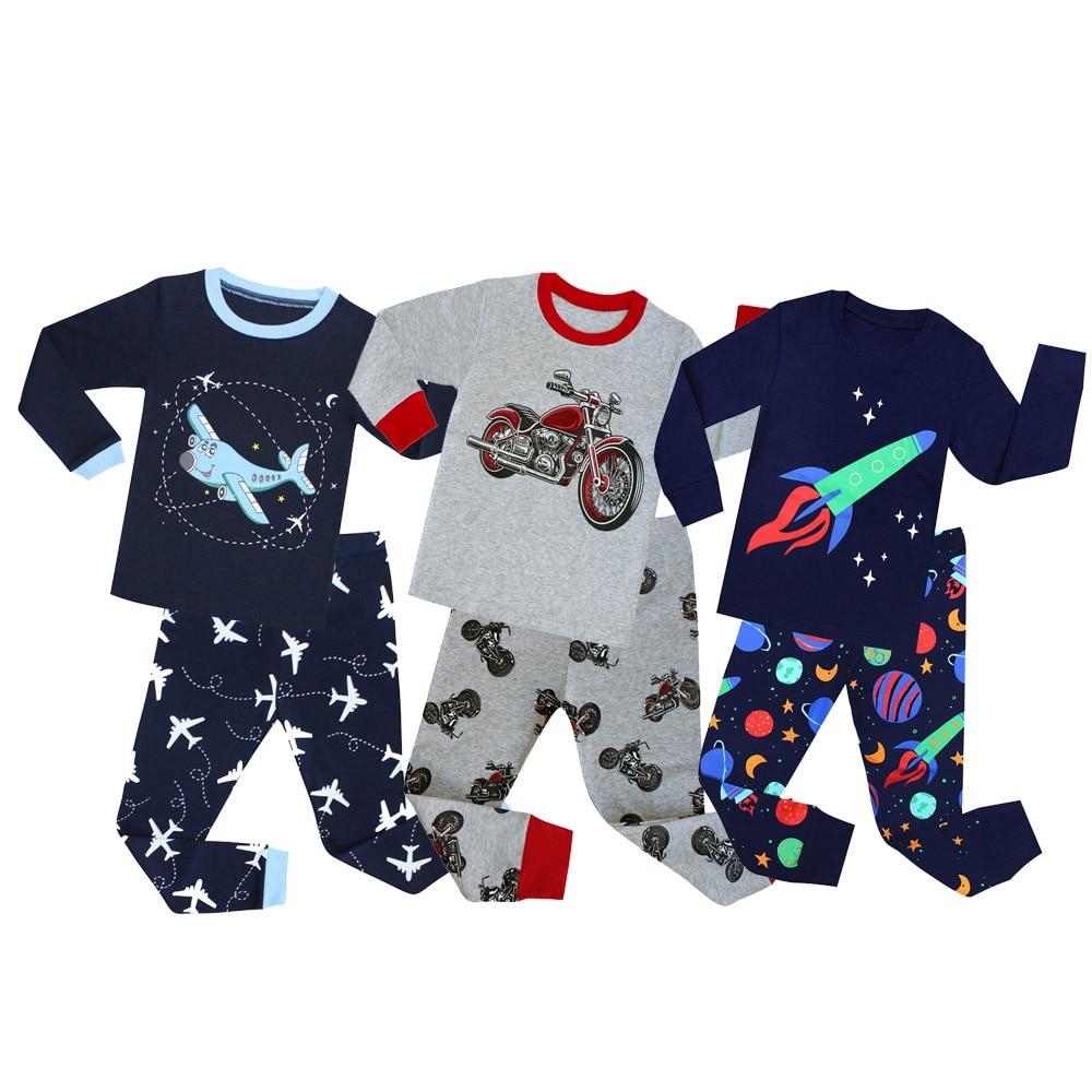 Brand New Baby Boys Cartoon Pajamas Children Motorcycle Pajama Kids Airplane Pyjamas Rockets Pijamas for 1-8 Years PJS