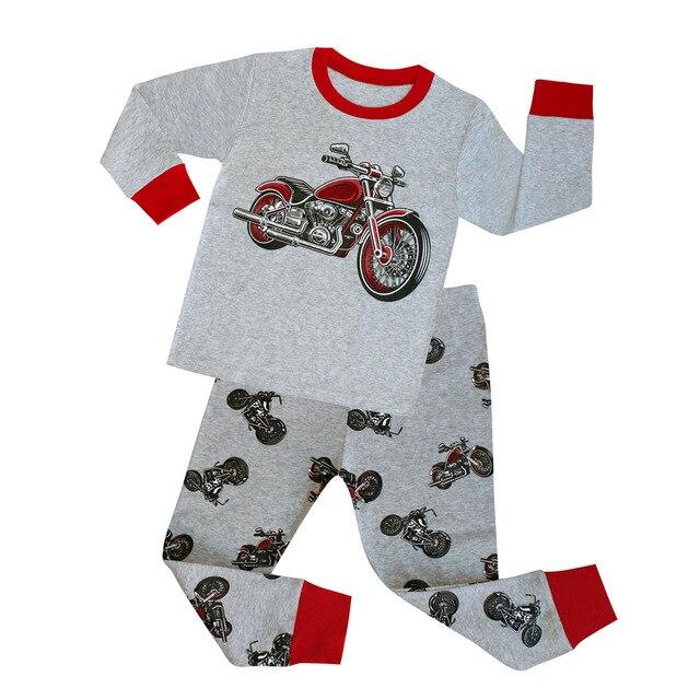 Brand New Baby Boys Cartoon Pajamas Children Motorcycle Pajama Kids Airplane Pyjamas Rockets Pijamas for 1-8 Years PJS