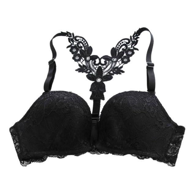 Fashion Women Sexy Bra Front Closure Lace bra Racer Back Seamless Women's Push Up Sexy plunge Bras Unlined Underwear Racerback