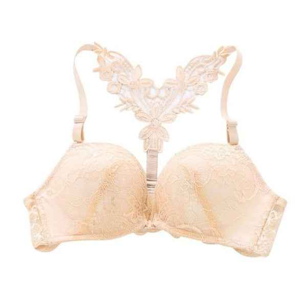 Fashion Women Sexy Bra Front Closure Lace bra Racer Back Seamless Women's Push Up Sexy plunge Bras Unlined Underwear Racerback