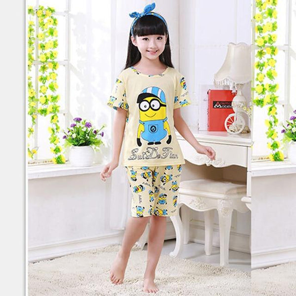 2017 children pajamas set kids baby girl boys cartoon casual clothing costume short sleeve children sleepwear pajamas sets