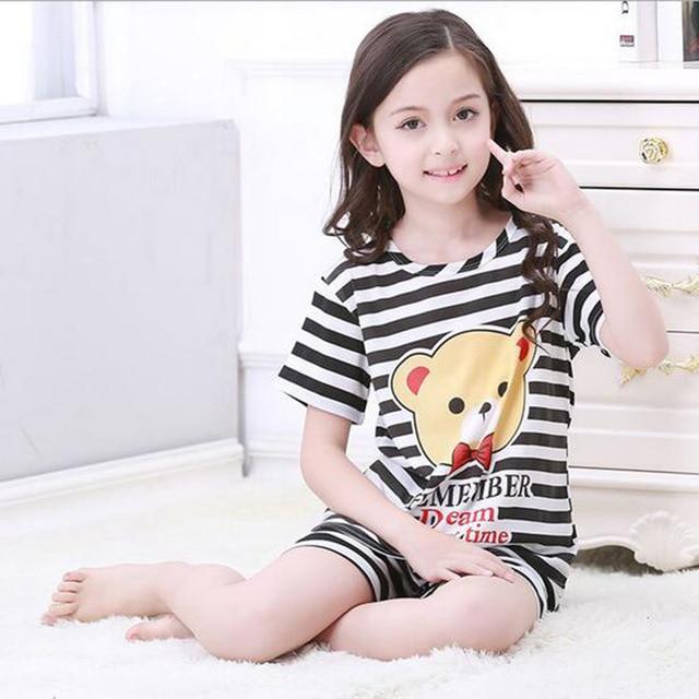 2017 children pajamas set kids baby girl boys cartoon casual clothing costume short sleeve children sleepwear pajamas sets