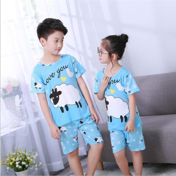 2017 children pajamas set kids baby girl boys cartoon casual clothing costume short sleeve children sleepwear pajamas sets