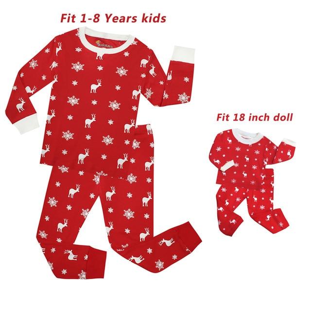 Baby Girls and 18 inches Doll Matching Pajamas Sets Girls Pijama Infantil Kids Girl Baby Girl Clothes Cat Cartoon Animal Pyjamas