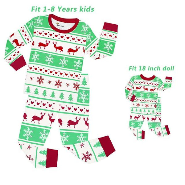 Baby Girls and 18 inches Doll Matching Pajamas Sets Girls Pijama Infantil Kids Girl Baby Girl Clothes Cat Cartoon Animal Pyjamas