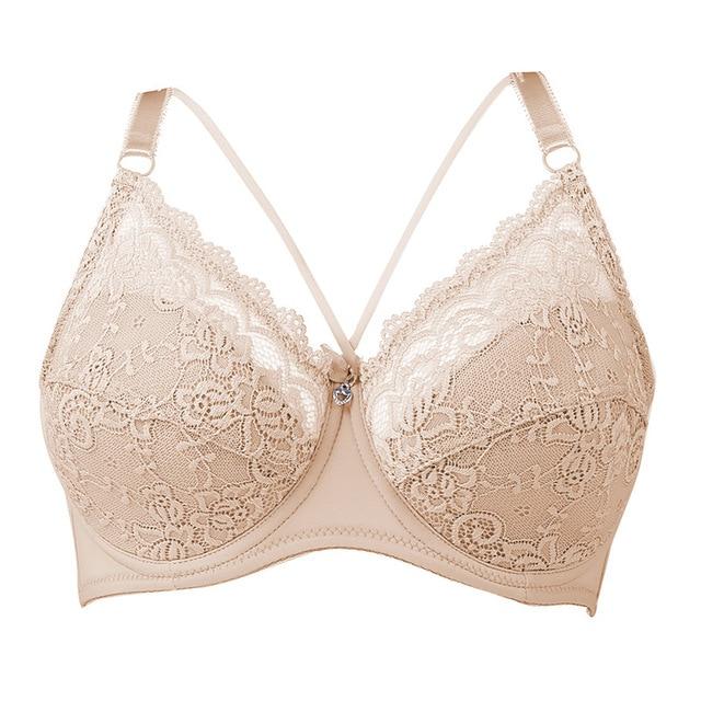 Plus Size C D E Cup Bra Sexy Push Up Brassiere Fashion Soft Lace Bra 3/4 Large Thin Female Lingerie Deep V Sexy Bras For Women