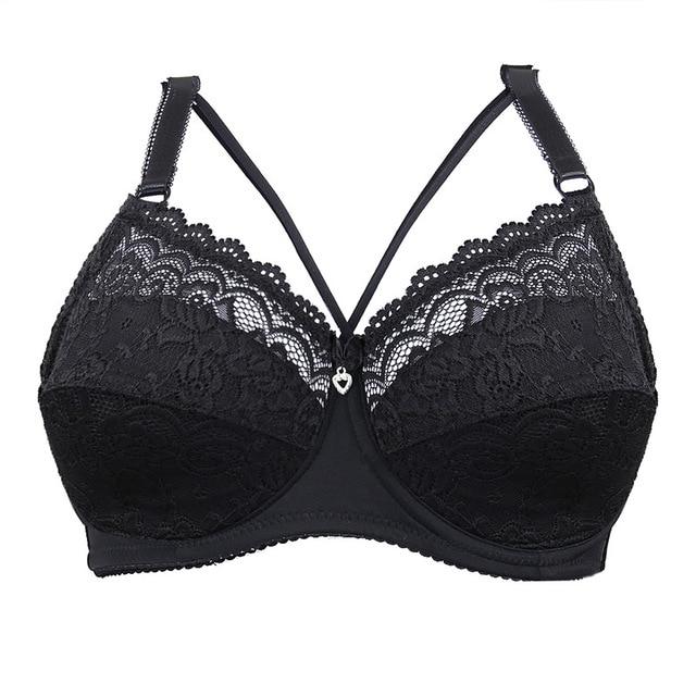 Plus Size C D E Cup Bra Sexy Push Up Brassiere Fashion Soft Lace Bra 3/4 Large Thin Female Lingerie Deep V Sexy Bras For Women