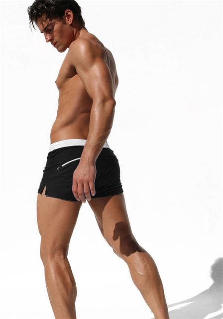 New Swimwears Men Sexy Swimming Trunks Gay Hot Swimsuits Mens Swim Briefs Beach Shorts With Pocket Beachwears Bathing Suit Men