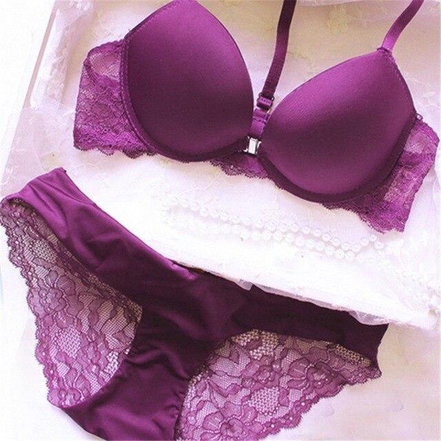Women Bra Push Up Lolita Lingerie Underwear Sets Plus Size Women Underwire Seamless Bra and Panty Set Purple White Red Bras