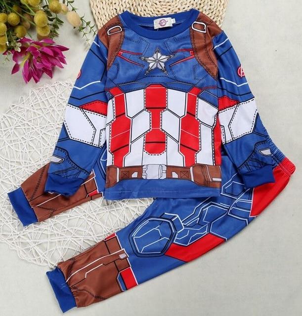 Marvel Avengers Pajamas Boy Clothing Set Spiderman Captain America Thor Hulk Ironman Sleepwear Long Sleeve Pyjamas set Boys Kid