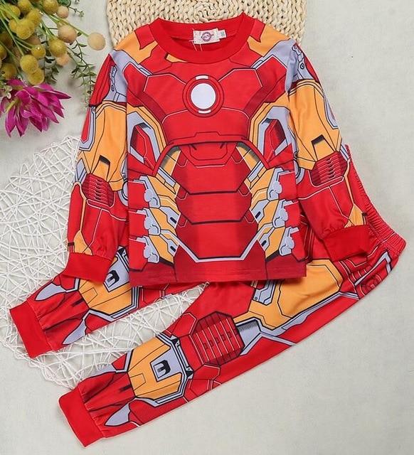 Marvel Avengers Pajamas Boy Clothing Set Spiderman Captain America Thor Hulk Ironman Sleepwear Long Sleeve Pyjamas set Boys Kid